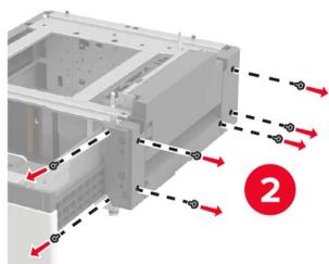 LEXMARK CS921DE - Ouvrez le tiroir, puis retirez les capots du rail et du support de montage. - 2