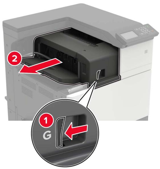 LEXMARK CS921DE - Remplacement de la cartouche d'agrafes dans l'unité de finition d'agrafage - 1