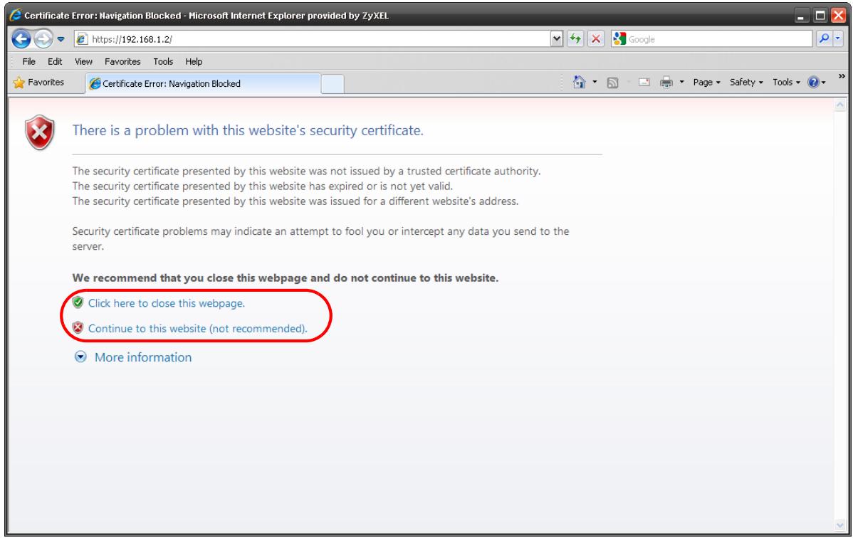 ZYXEL WAC6103D-I - Internet Explorer Warning Messages - 1