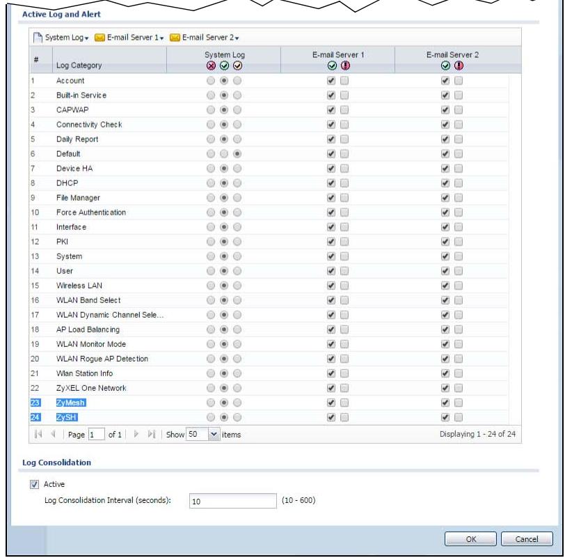ZYXEL WAC6103D-I - Edit System Log Settings - 2