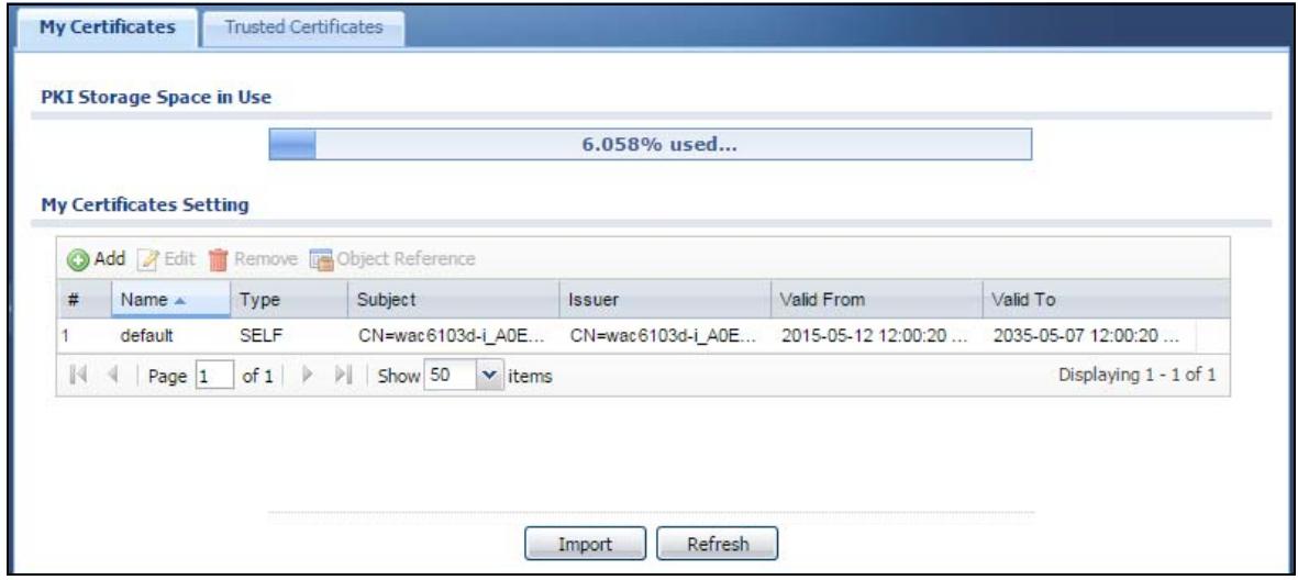 ZYXEL WAC6103D-I - My Certificates - 1