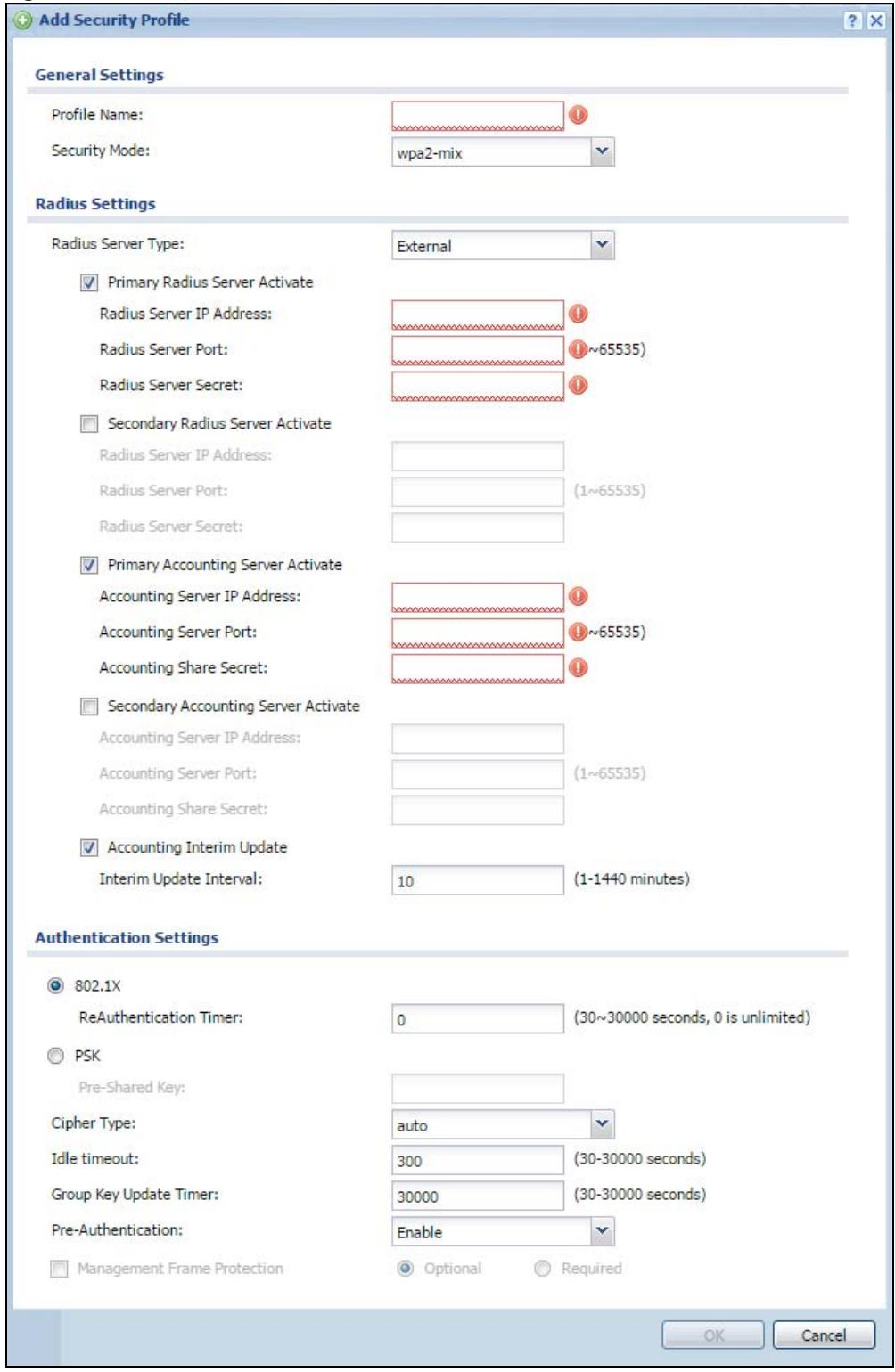 ZYXEL WAC6103D-I - Add/Edit Security Profile - 1