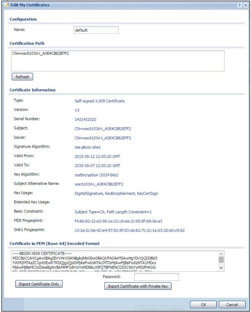ZYXEL WAC6103D-I - Edit My Certificates - 1
