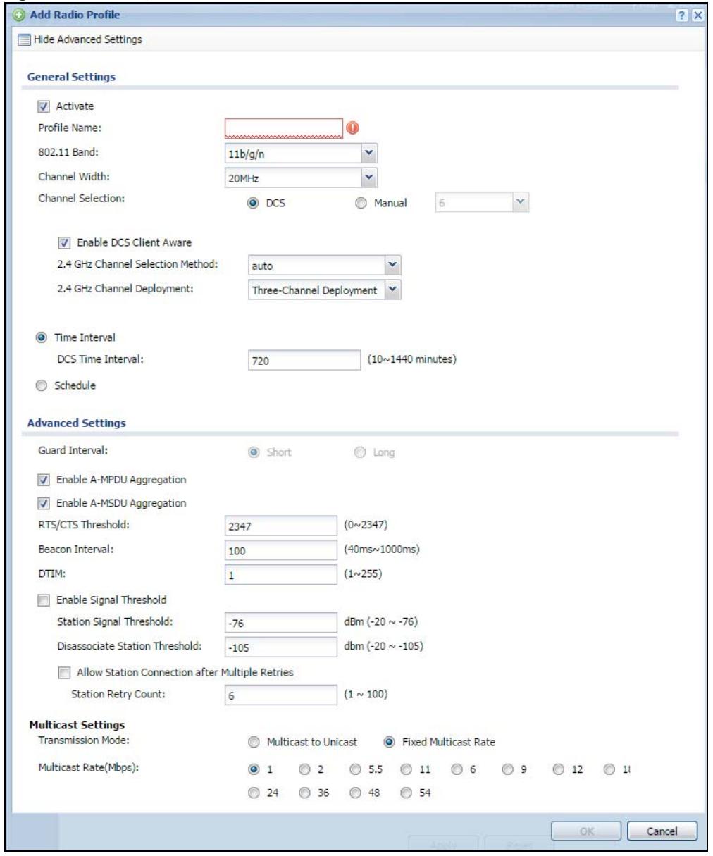ZYXEL WAC6103D-I - Add/Edit Radio Profile - 1