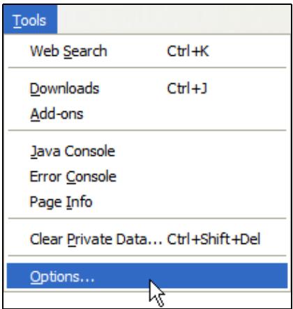 ZYXEL WAC6103D-I - Open Firefox and click Tools > Options. - 1