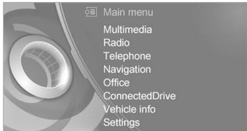 BMW I3 - Opening the main menu - 1