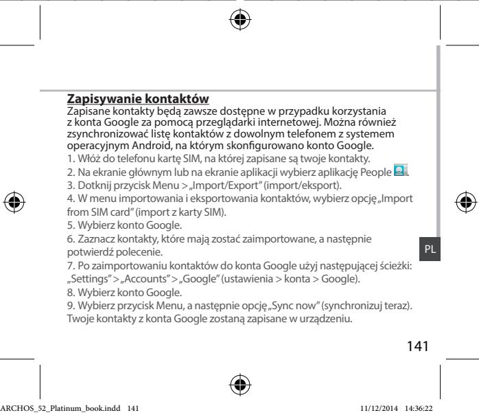 ARCHOS 52 PLATINIUM - Synchronizacja danych - 2