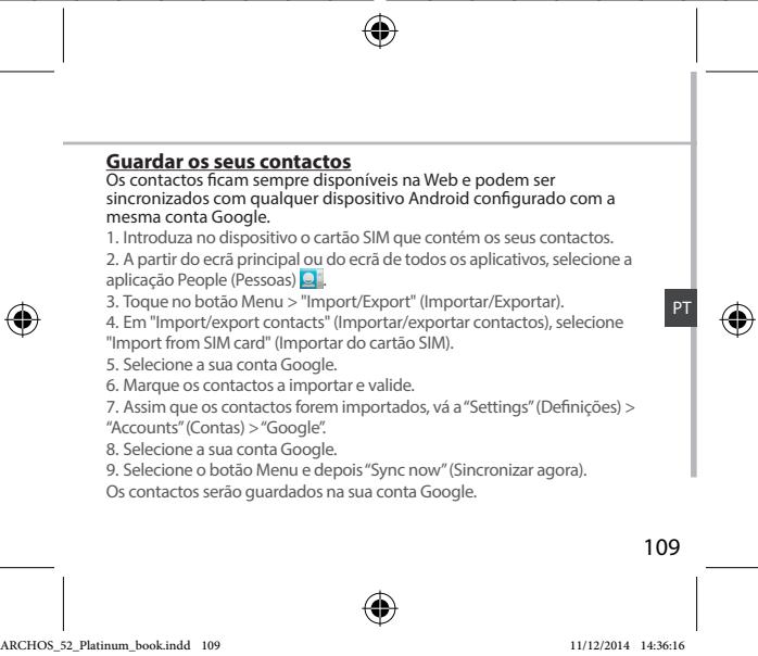 ARCHOS 52 PLATINIUM - Sincerizar dados - 2