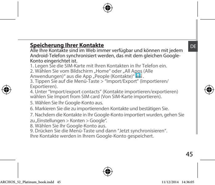 ARCHOS 52 PLATINIUM - Synchronisierungsinformationen - 2
