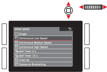 LEICA SL TYP 601 - Réglage des options de menu avec le sous-menu (avec un triangle à droite) - 2