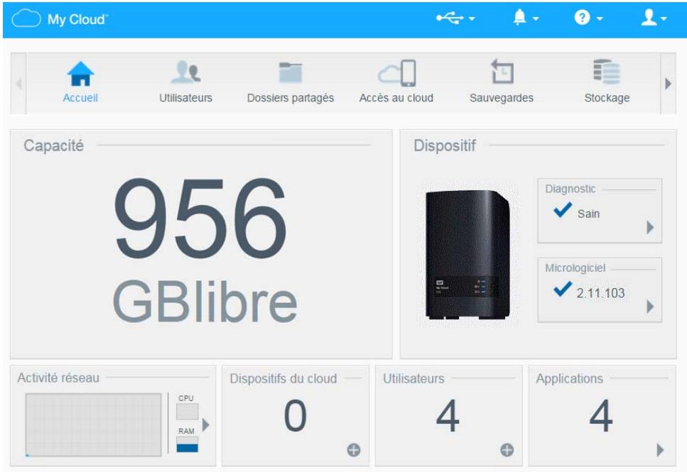 WD PERFORMANCE 7200 - Page d'accueil du tableau de bord - 1