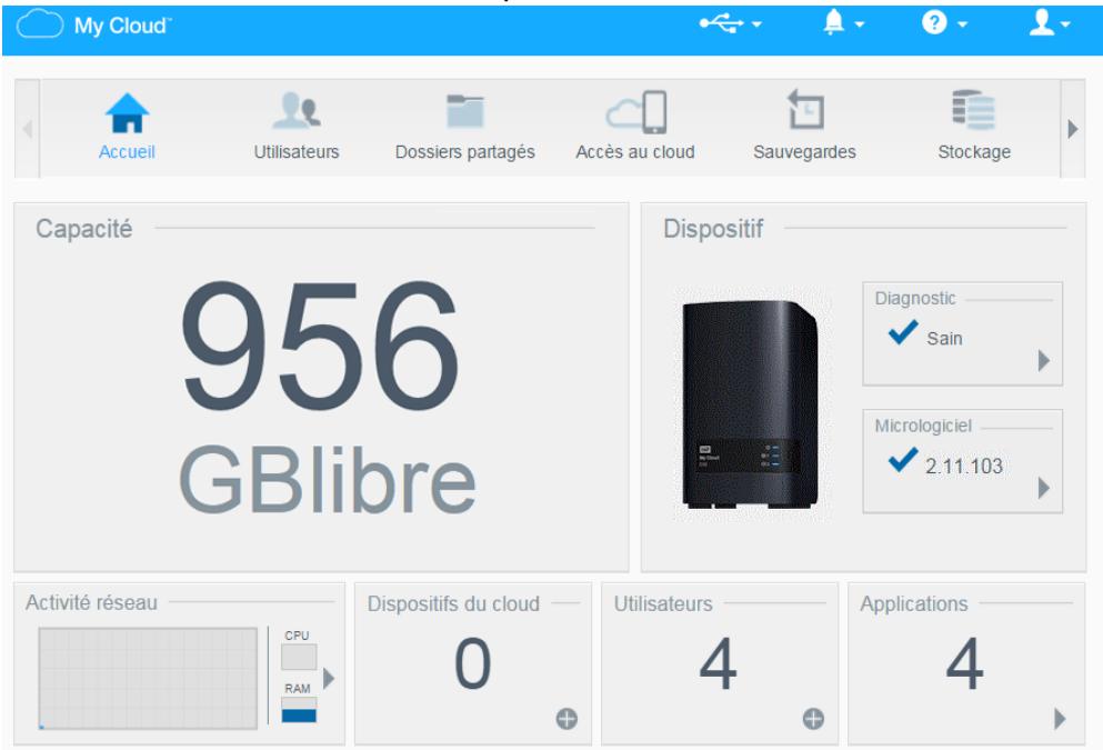 WD PERFORMANCE 7200 - Afficher l'état de l'appareil et faire des mises à jour sur la page d'accueil - 1