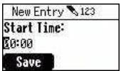 New Entry 123 Start Time: 08:00 Save