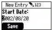 New Entry 123 Start Date: 2002/08/20 Save