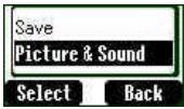 Save Picture & Sound Select Back