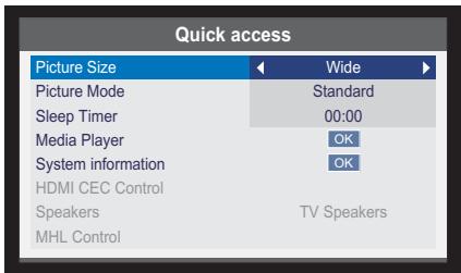 TOSHIBA 40S1650EV - Quick Access Menu - 1