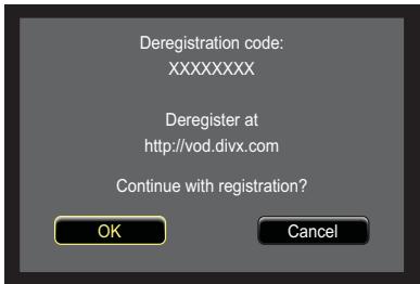 TOSHIBA 40S1650EV - DivX Deregistration - 2