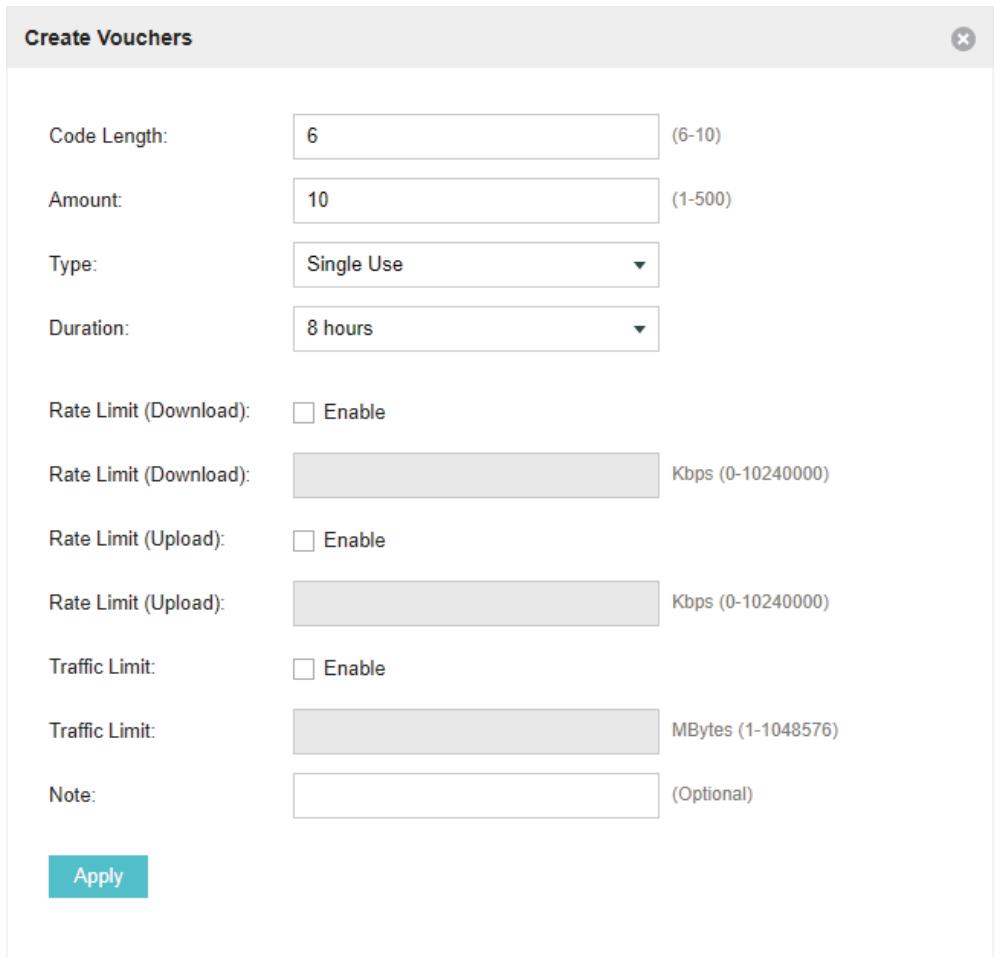 TP-LINK OMADA AC200 - Create Vouchers - 2