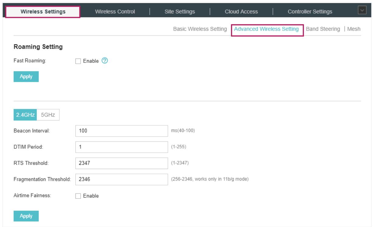 TP-LINK OMADA AC200 - Configure Advanced Wireless Parameters - 1