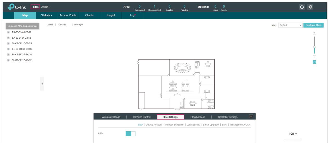 TP-LINK OMADA AC200 - Site Settings - 1