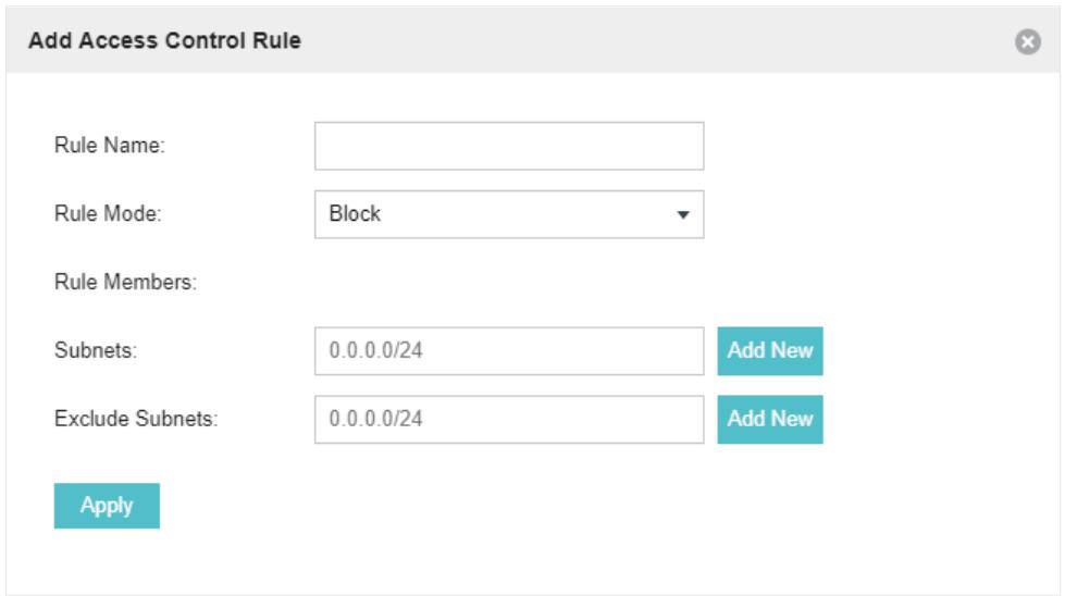 TP-LINK OMADA AC200 - Click Add Access Control Rule to add a new Access Control rule. - 1