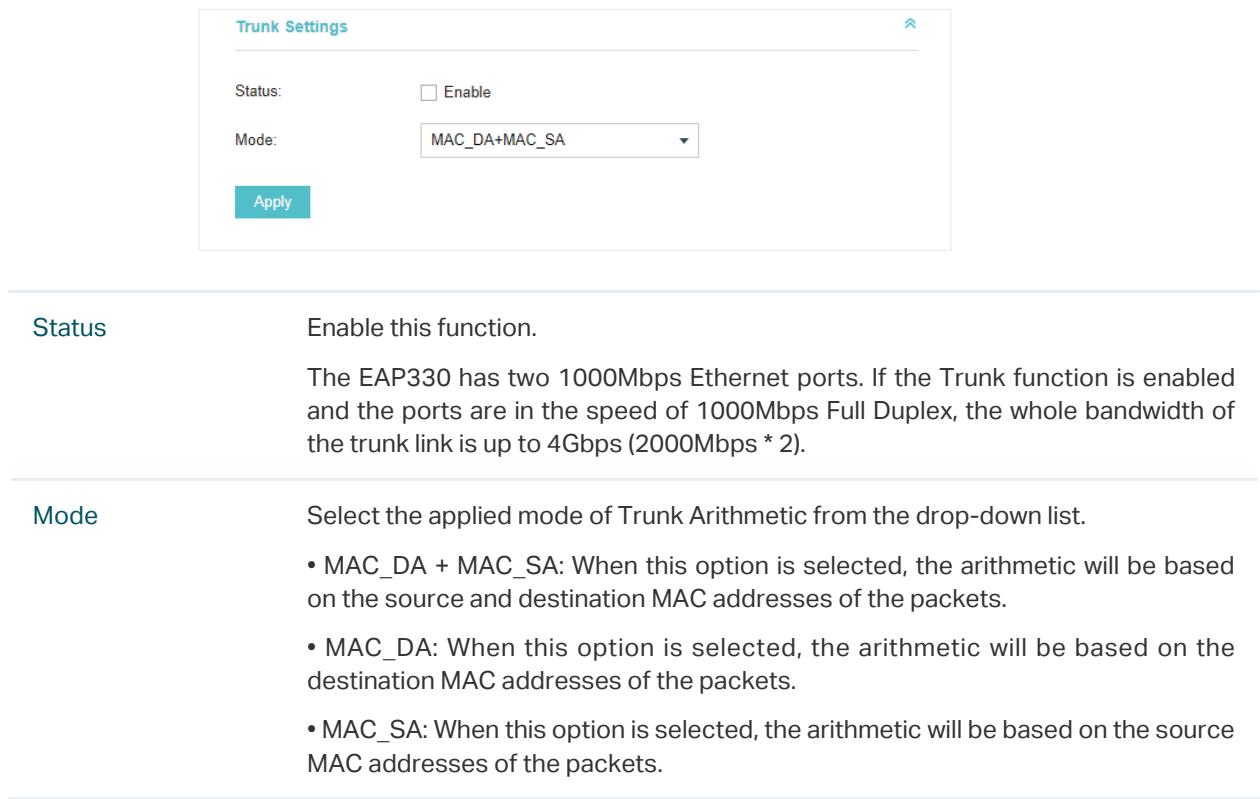 TP-LINK OMADA AC200 - Trunk Settings - 1
