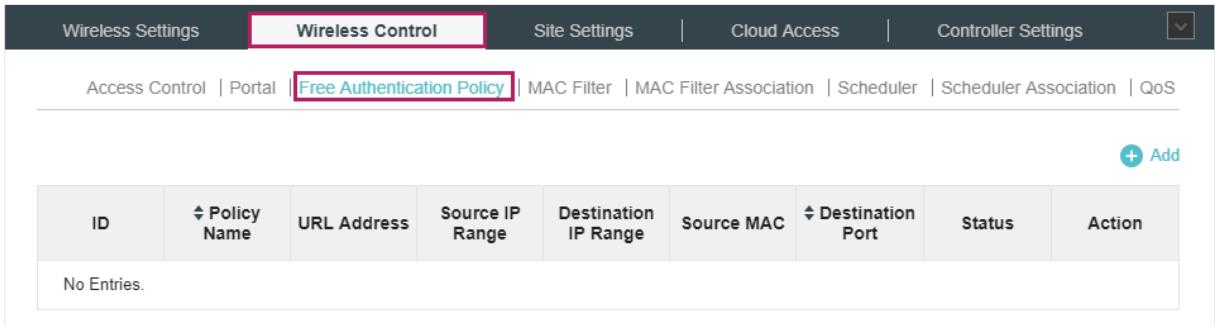 TP-LINK OMADA AC200 - Free Authentication Policy - 1