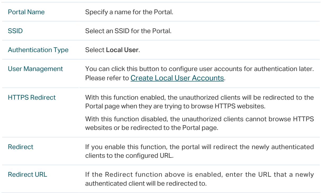 TP-LINK OMADA AC200 - Configure the following parameters: - 1