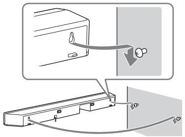 SONY HT-XF9000 - Stick WALL MOUNT TEMPLATE (supplied) on a wall. - 3