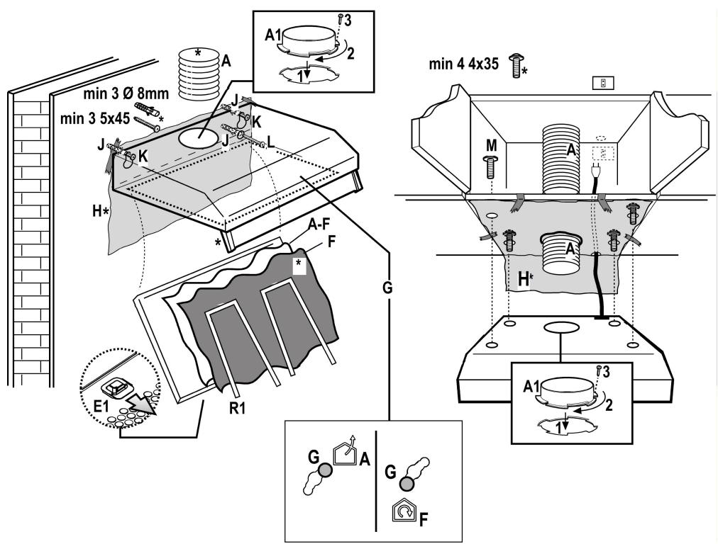 PROLINE VHP61SS  -  VHP61WH - Procedure d'installation détaillée : - 1