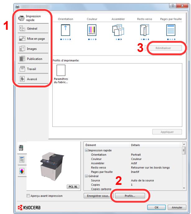 KYOCERA ECOSYS M5521CDW - Écran des paramètres d'impression du pilote d'imprimante - 1