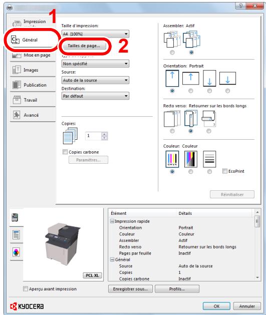 KYOCERA ECOSYS M5521CDW - Enregistrer le format de papier. - 1