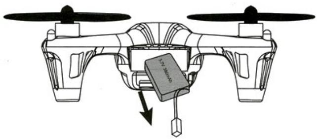 HUBSAN X4 (H107) RTF - Extraire la batterie du logement du quadricoptère - 1