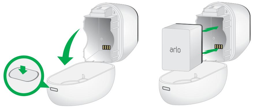 ARLO PRO VMC4030 - To insert the battery into your camera: - 1