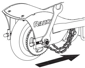 RAZOR POWERCORE E100 - □ Remplacement de la chaine et du pneu arrêté - 3