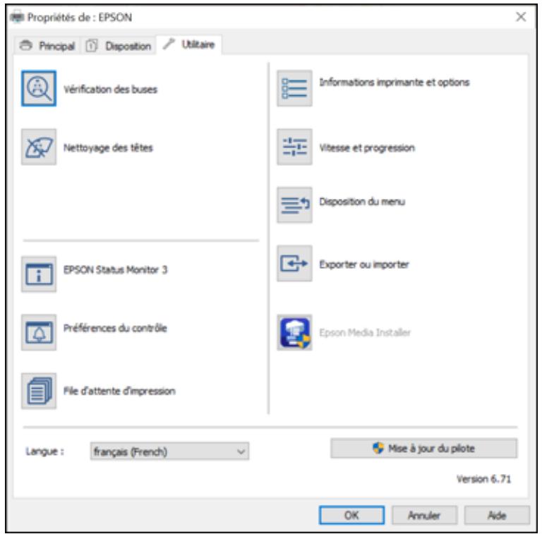 EPSON SC-P900 - Modification de la langue d'affichage des écrans du logiciel d'impression - 1