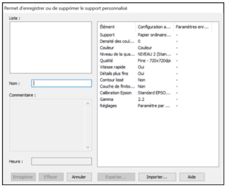 EPSON SC-P900 - Enregistrement et partage des paramètres de support - windows - 1