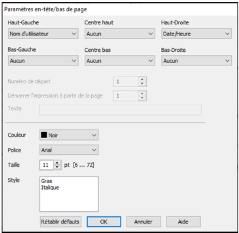 EPSON ECOTANK ET-5850 - Paramètres d'en-tête et de bas de page - Windows - 1