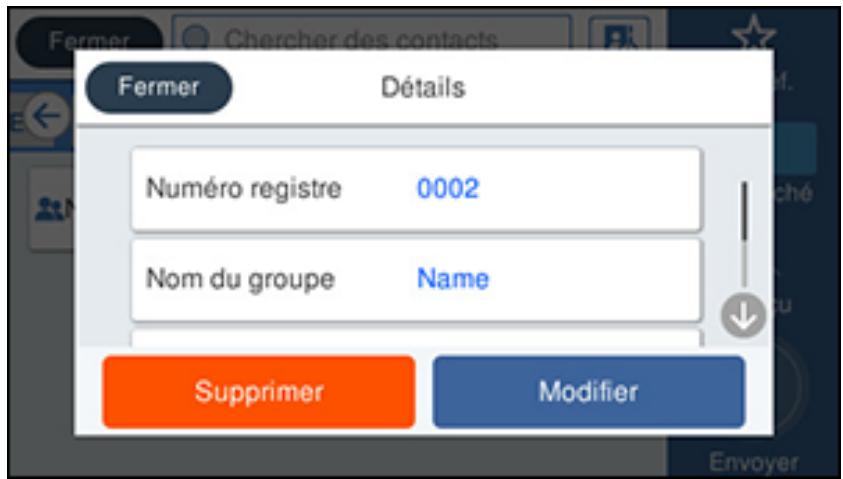 EPSON ECOTANK ET-5850 - Modification ou suppression d'un groupe de contacts - 2