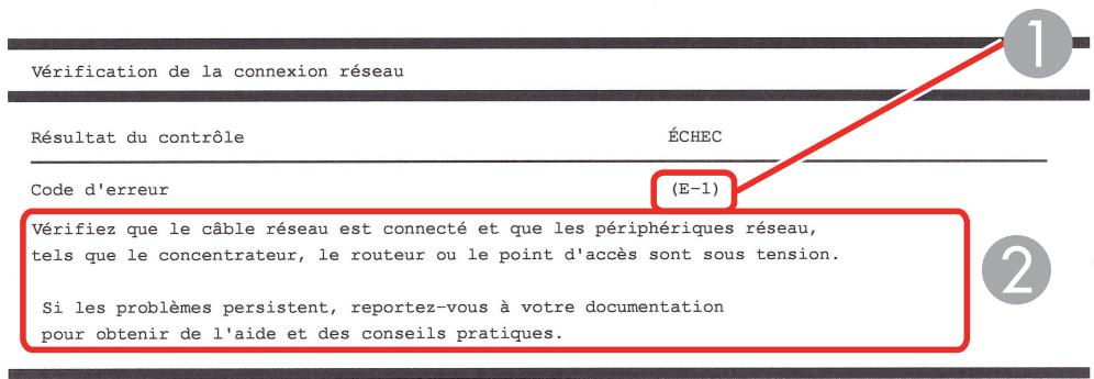 EPSON ECOTANK ET-5850 - Codes et messages sur le rapport de connexion réseau - 1