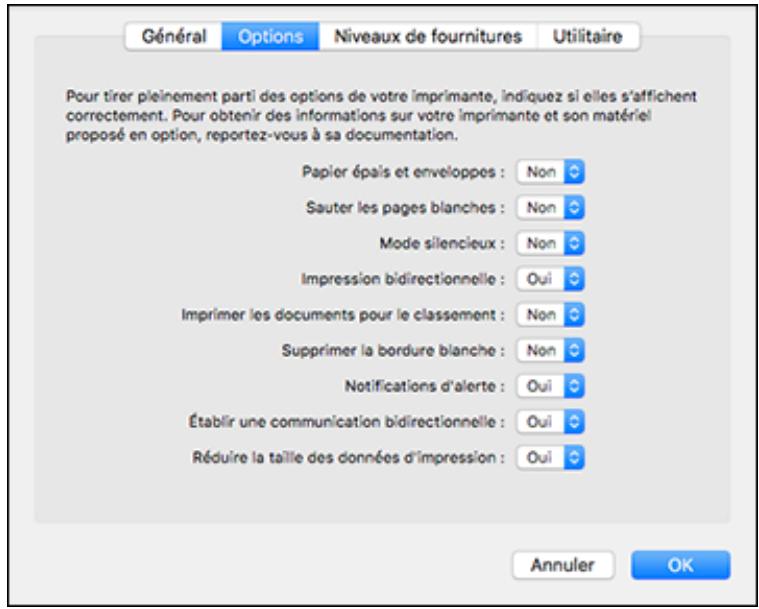 EPSON ECOTANK ET-5850 - Sélection des préférences d'impression - Mac - 1