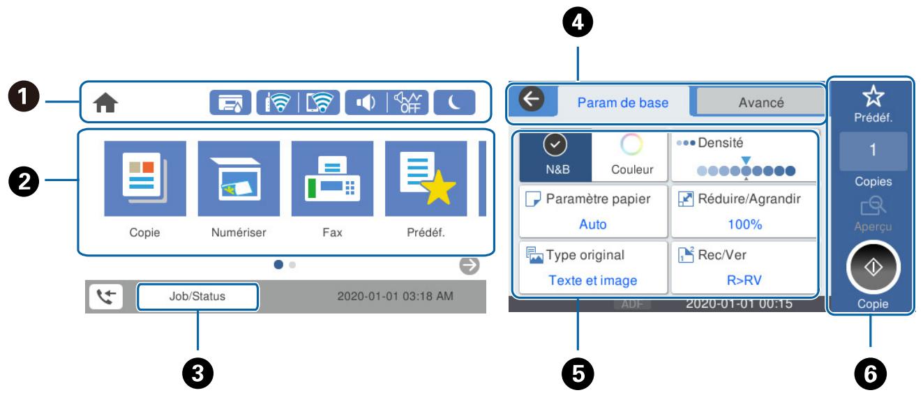 EPSON ECOTANK ET-5850 - Boutons et témoins du panneau de commande - 2