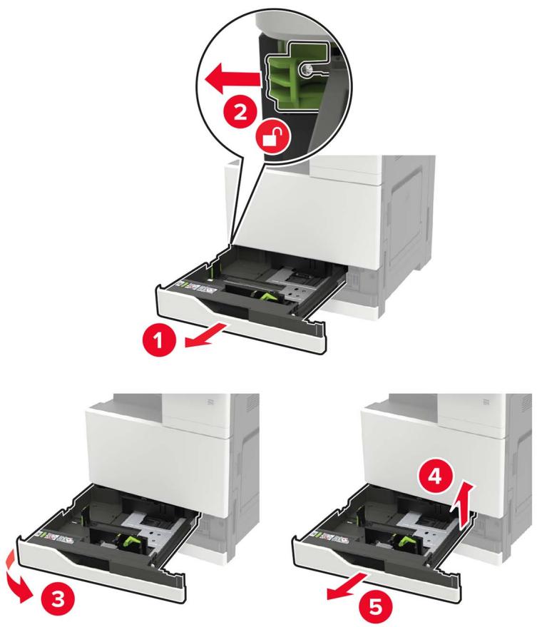 LEXMARK CX922DE - CX923DTE - CX923DXE - CX924DTE - CX924DXE - Retirez tous les tiroirs. - 1