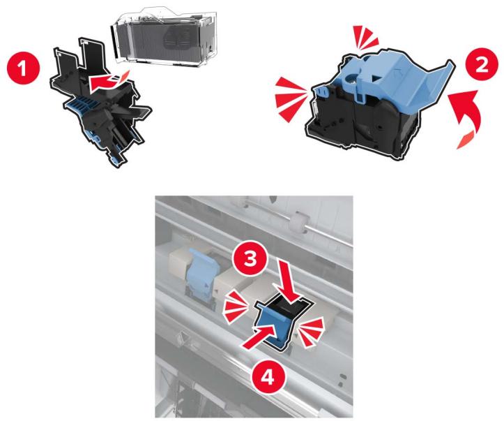 LEXMARK CX922DE - CX923DTE - CX923DXE - CX924DTE - CX924DXE - Remplacement de la cartouche d'agrafes dans l'unité de finition de livret - 3