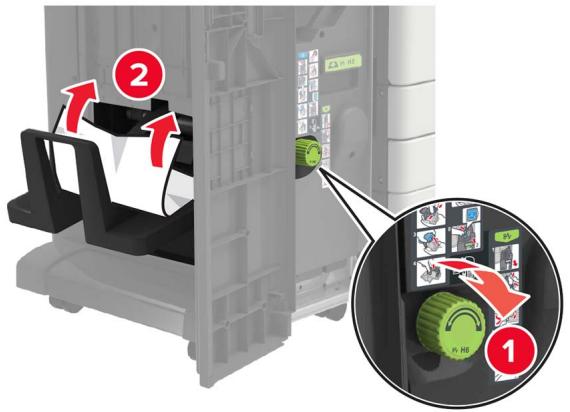 Diagram showing a printer's internal structure with labeled parts and a magnified view of the main component.