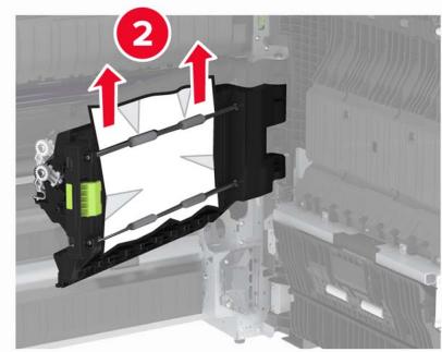 Technical diagram of a mechanical assembly with numbered annotations and directional arrows indicating process flow or movement.