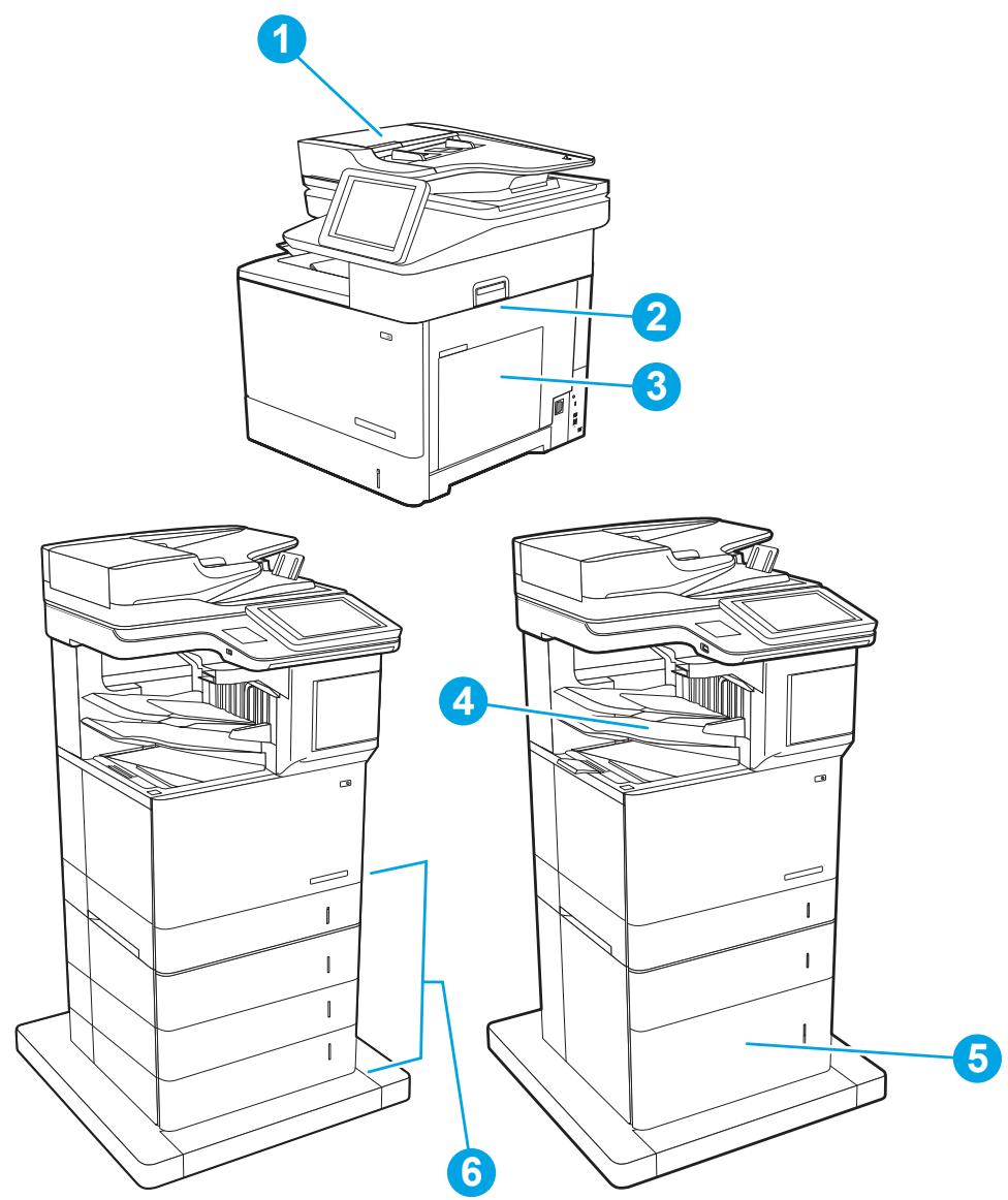 HP LASERJET ENTERPRISE FLOW MFP M631H - Emplacements des bourrages papier - 1