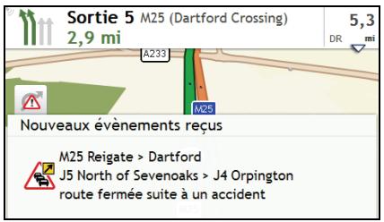 MIO SPIRIT 575 - Comment vais-je savoir qu'un Évènement de traffic se produit ? - 1