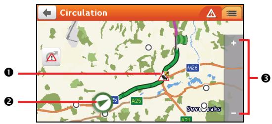 MIO SPIRIT 575 - Ecran Traffic Overview (Aperçu du traffic) - 3