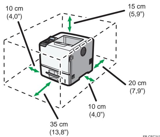 RICOH SP 5200DN - Espace nécessaire pour l'installation - 1